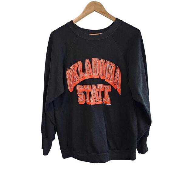 Vintage Oklahoma State University Sweatshirt Mens Large Black 80s OSU Cowboys - Picture 1 of 8
